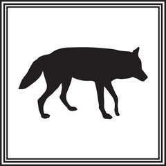 Vector Coyote silhouette on white background, animal silhouette.