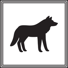 Silhouette of Coyote vector illustration on white background.