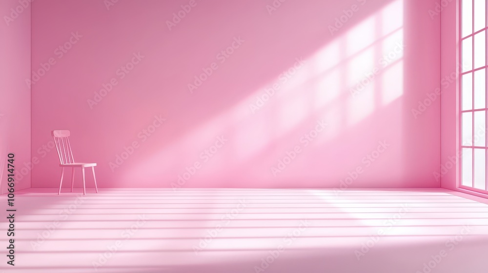 Poster a delicate pink background illuminated by soft studio lights, creating a calm setting for artistic p