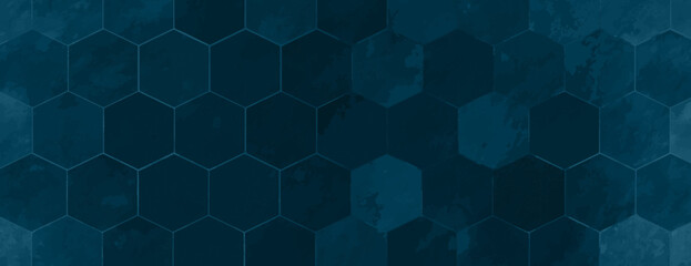 Obraz premium Dark blue hexagonal background, with a textured, geometric style. Blue minimal modern background. Minimal marble texture with hexagon pattern background vector