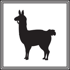 Llama  silhouette logo isolated on white background.