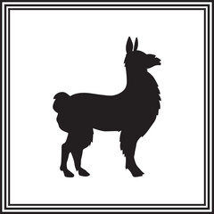Llama  vector black silhouette. wildlife animal illustration
