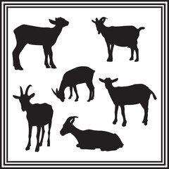 A set of  6 goat silhouette
