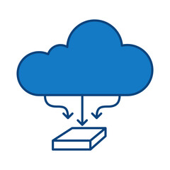 Private Cloud Blue Icon. Cloud Technology Editable Stroke Vector Illustration