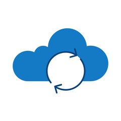 Cloud Reset Blue Icon. Cloud Technology Editable Stroke Vector Illustration
