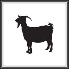 A goat standing silhouette isolated on white background