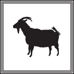 Goat vector black silhouette. wildlife animal illustration
