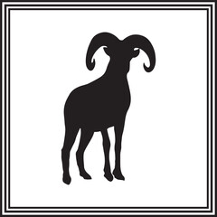 
Vector Goat silhouette on white background, animal silhouette.
