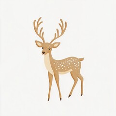 Fototapeta premium A young deer with antlers standing gracefully against a plain background, showcasing nature's beauty in fine detail