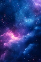 Fototapeta premium A mesmerizing cosmic scene showcasing a blend of deep purples and blues, with swirling nebulae and twinkling stars, evoking a sense of wonder and tranquility.