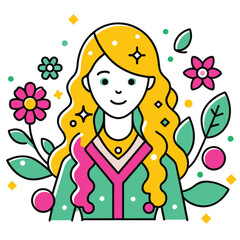  woman long hair illustration colorful 