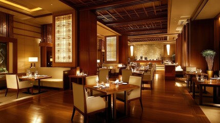 Elegant Restaurant Interior with Warm Ambiance