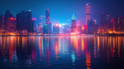 Chongqing after dark a captivating cityscape illuminated by colorful lights