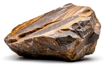 A rough, natural rock with intricate patterns, set against a white isolate background.