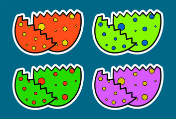 Dinosaur Egg Cartoon Doodle Sticker Illustration
