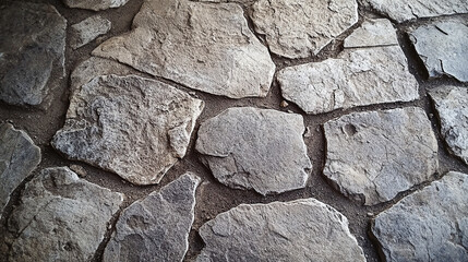 Fototapeta premium A detailed close-up shot of a stone floor with natural textures and irregular shapes, highlighting earthy tones and rustic design elements.