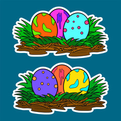 Dinosaur Egg Cartoon Doodle Sticker Illustration