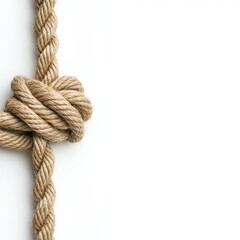 Close-up of a decorative rope knot on a white isolated background.