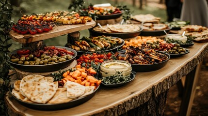 Obraz premium Colorful Outdoor Buffet Table with Fresh Foods