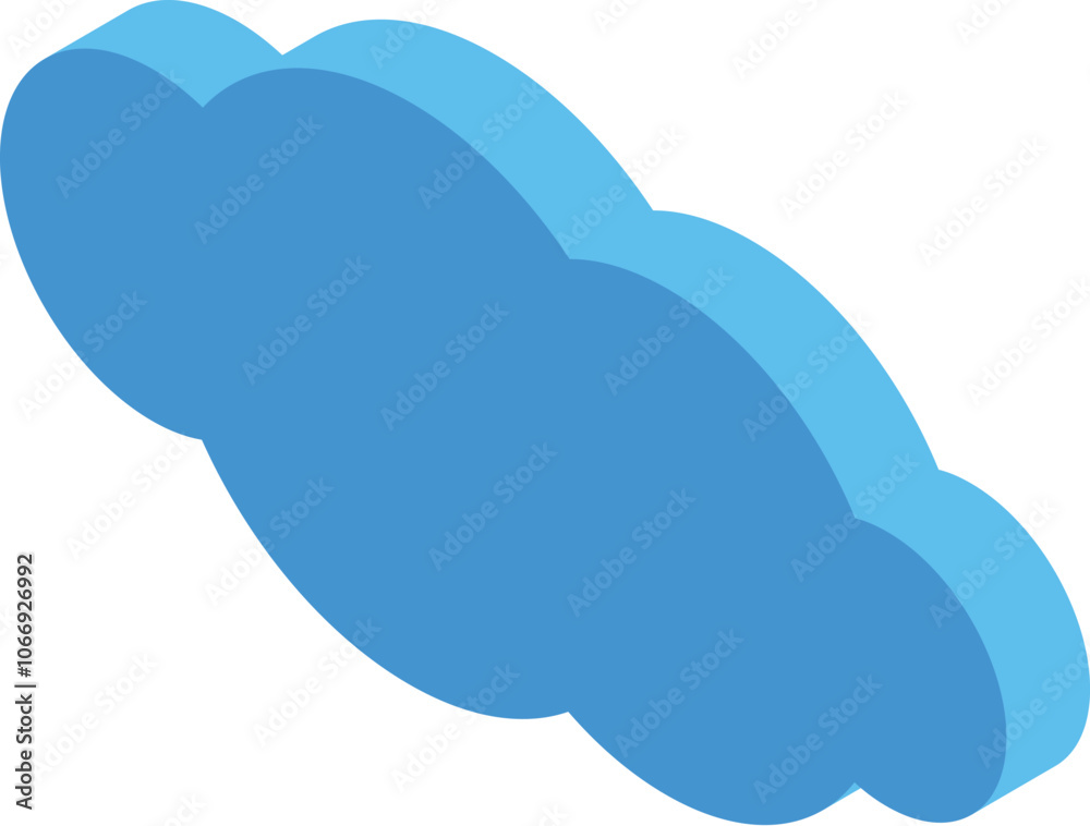 Poster simple blue cloud computing symbol floating in isometric view, representing online storage and data 