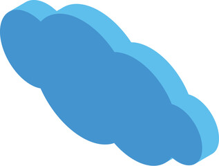Simple blue cloud computing symbol floating in isometric view, representing online storage and data management