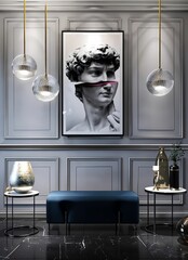 Contemporary interior design. 3d rendering, 3d illustration.