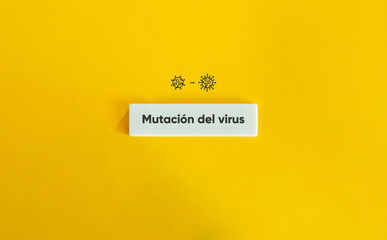 Virus Mutation Banner and Concept Image. Viral Replication, Genetic Copying Errors. Icon and Text on Block Letter Tile.