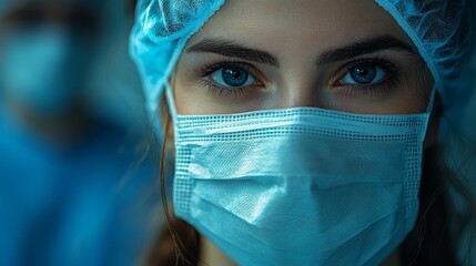 Female doctor wearing protective mask in hospital operating room