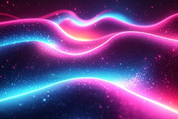 Fototapeta premium Abstract Neon Glowing Lines on a Glittering Dark Background