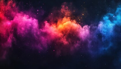 Fototapeta premium Colorful powder explosion creates vibrant clouds against a black background