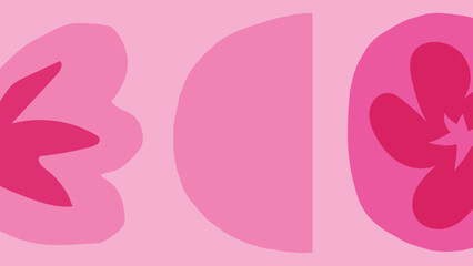 Fototapeta premium Abstract leaves and flower nature shape in pink desktop wallpaper vector. Leaves and Flower abstract shape pink monotone background. Abstract nature space desktop wallpaper background vector