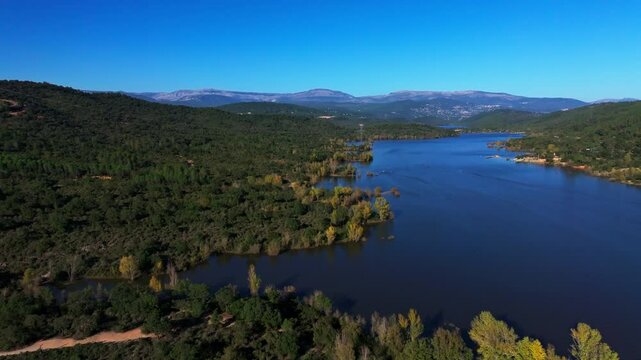 Nice drone view of Lake of Saint-Cassien in provence