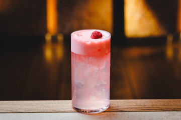 Cocktail party, alcoholic cocktail on the background of a restaurant, menu, bar, pub.