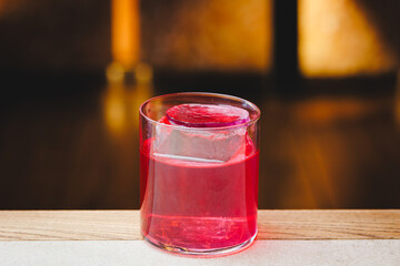 Cocktail party, alcoholic cocktail on the background of a restaurant, menu, bar, pub.