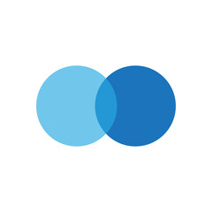Overlapping circles icon. Color blend illustration. Simple Venn diagram. Vector graphic.