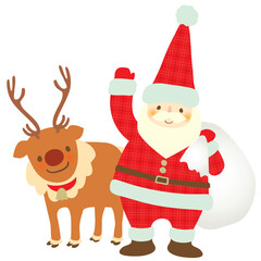 サンタクロースとトナカイのベクターイラスト
