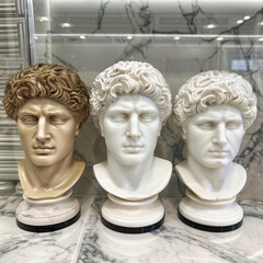 Obraz premium Classical bust sculptures in marble with intricate details