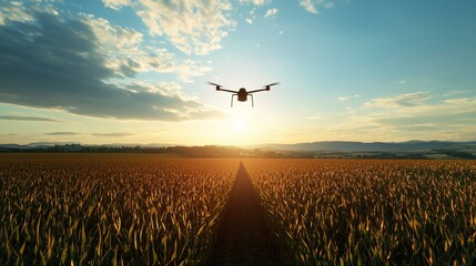 Drone utilizes advanced technology to collect crop data over agricultural fields for smart farming solutions