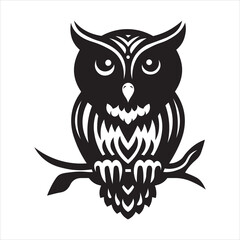 Cute Owl Silhouette, Owl Silhouette  Vector illustration isolated on white background.