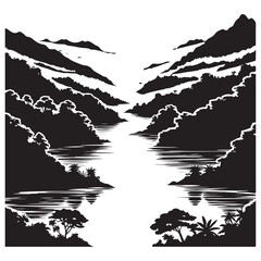 River silhouette vector illustration