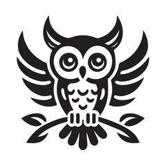 Cute Owl Silhouette, Owl Silhouette  Vector illustration isolated on white background.