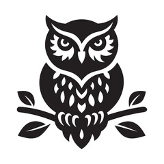 Obraz premium Cute Owl Silhouette, Owl Silhouette Vector illustration isolated on white background.