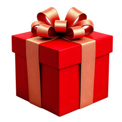 Obraz premium Red Gift Box Isolated on Transparent Background Cutout PNG