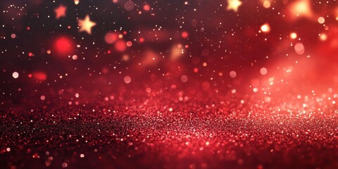 Festive Red Christmas Glitter Background with Sparkling Stars and Holiday Cheer