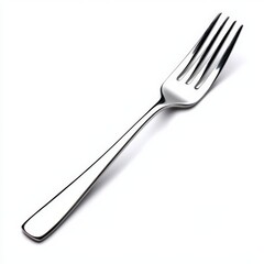 Silver fork on a white isolated background, perfect for culinary and dining concepts.