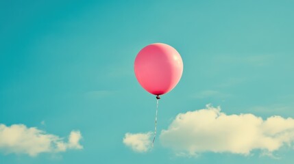 Single Pink Balloon Against a Blue Sky