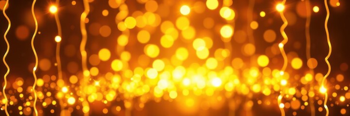 Gold lights rays shining through a dark background, abstract, shiny, glow