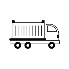 container truck glyph icon with white background vector stock illustration