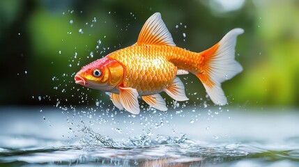 Goldfish Leaping Water Splash Photo