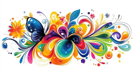 Obraz premium Colorful Butterfly Floral Design Vector